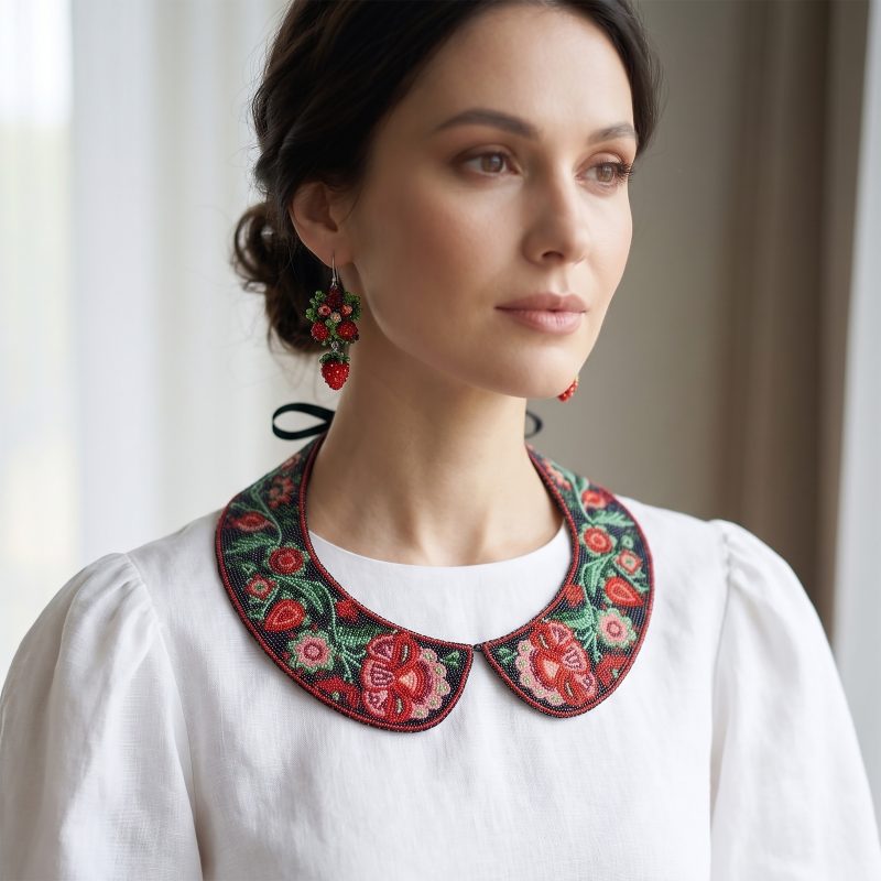Bead Embroidery Kit on Art Canvas "Collar “Ethno Code”"