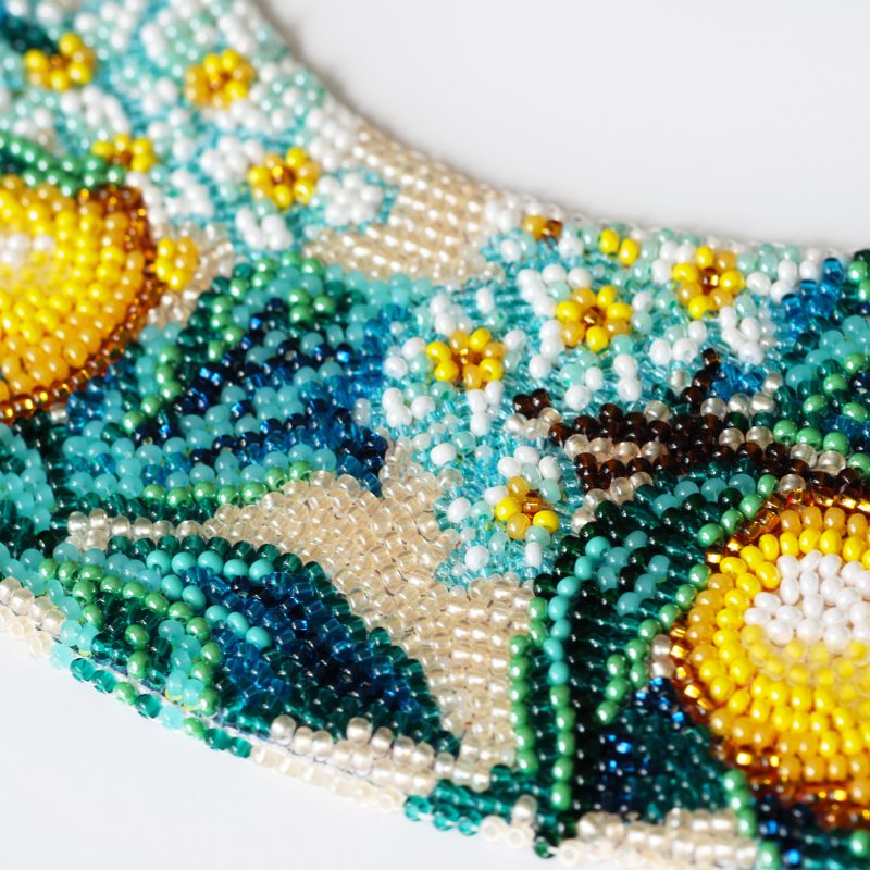 Bead Embroidery Kit on Art Canvas "Collar “Citrus Tenderness”"