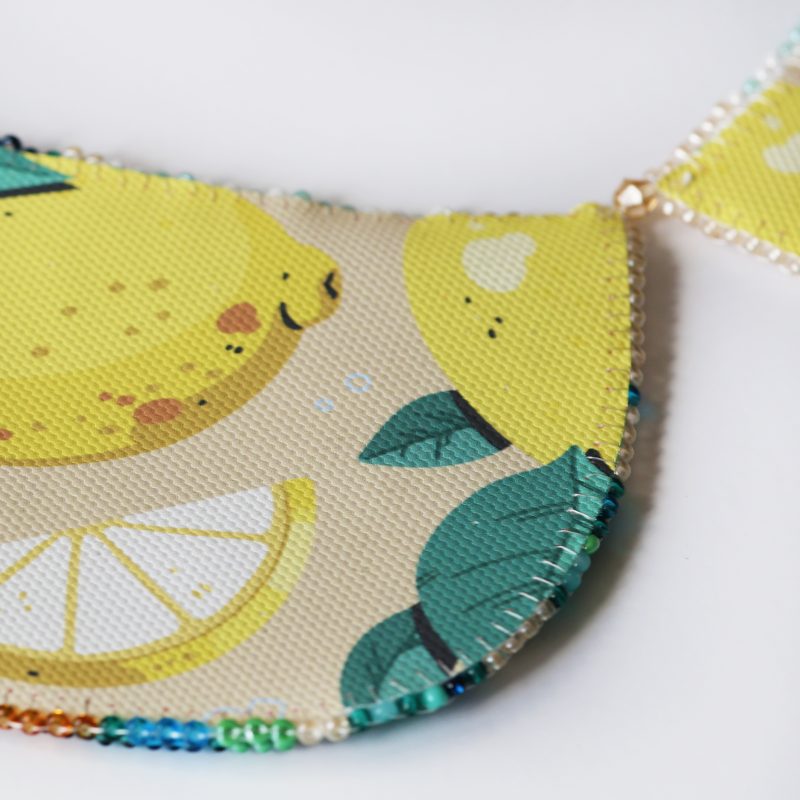 Bead Embroidery Kit on Art Canvas "Collar “Citrus Tenderness”"