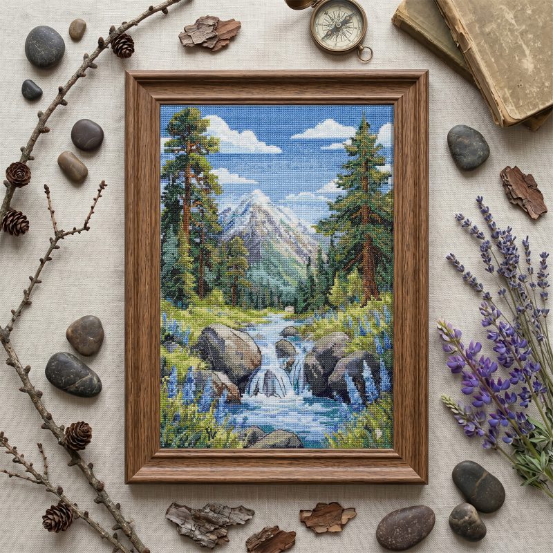 Cross Stitch Kit "Faraway mountains"