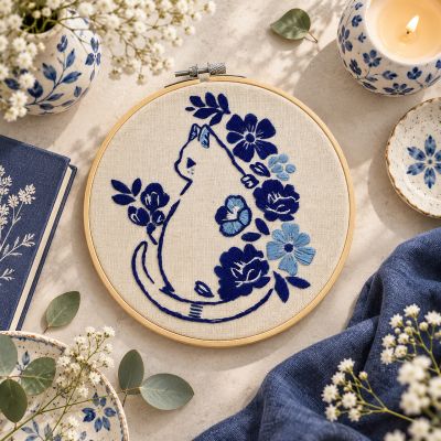 Satin Stitch Embroidery Kit "Floral Whisper"