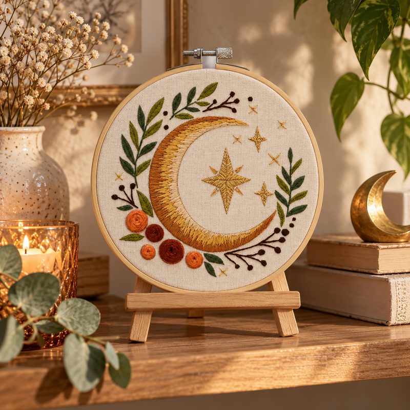 Satin Stitch Embroidery Kit "Golden moon"