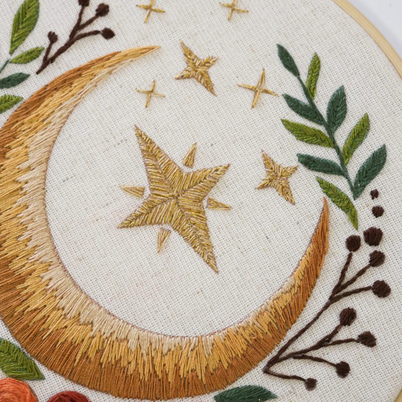 Satin Stitch Embroidery Kit "Golden moon"