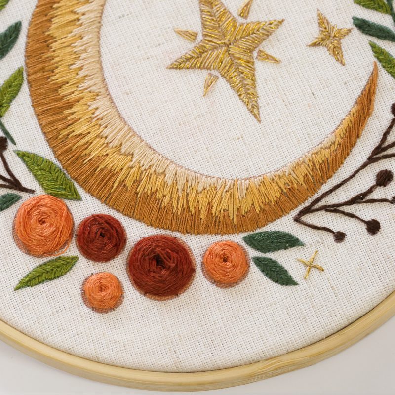 Satin Stitch Embroidery Kit "Golden moon"