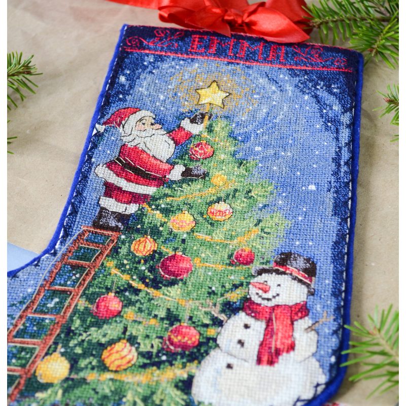 Cross Stitch Christmas Stocking Kit "Spark the celebration"