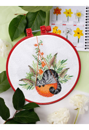 Cross Stitch Kit "And in the basket is a cat"