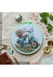 Cross Stitch Kit "Moped ride"
