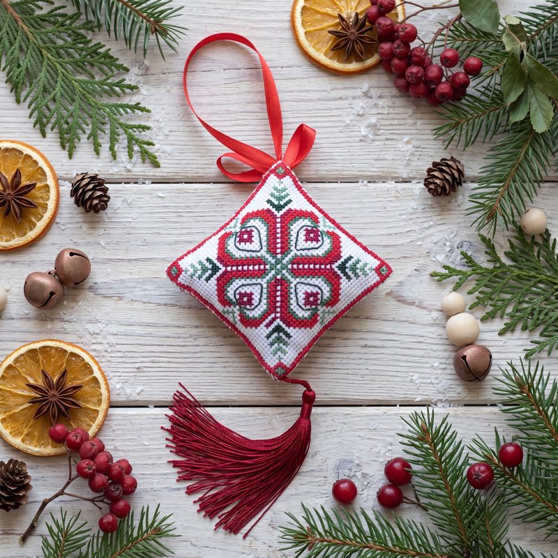 3D Cross Stitch Ornament Kit "Holiday bells"
