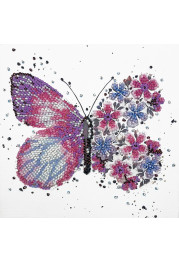 Mini Bead Embroidery Kit on Art Canvas "Pink wings"