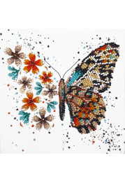 Mini Bead Embroidery Kit on Art Canvas "Tigre wings"