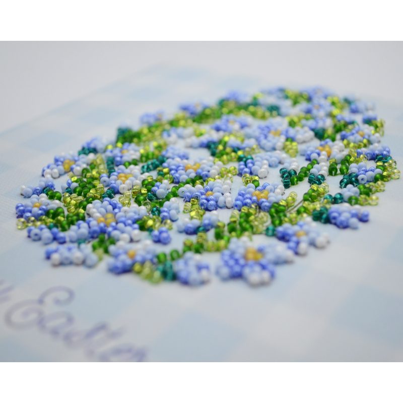 Mini Bead Embroidery Kit on Art Canvas "Easter snowdrop"