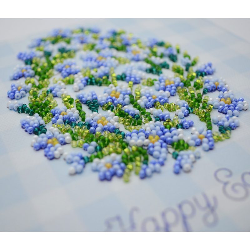 Mini Bead Embroidery Kit on Art Canvas "Easter snowdrop"