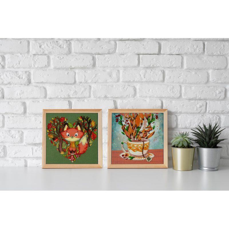 Mini Bead Embroidery Kit on Art Canvas "Аutumn aroma"