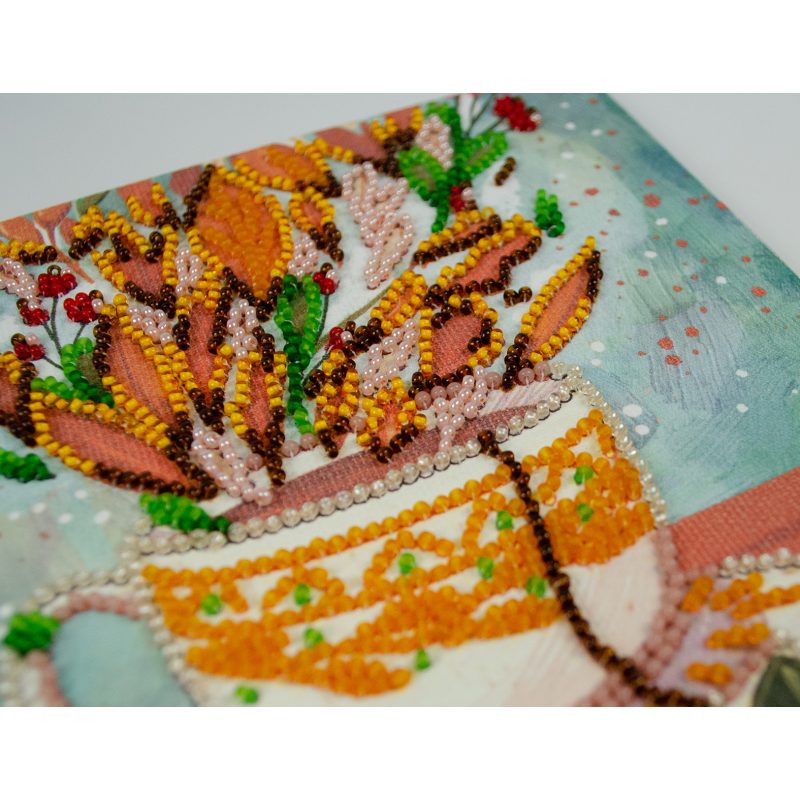 Mini Bead Embroidery Kit on Art Canvas "Аutumn aroma"