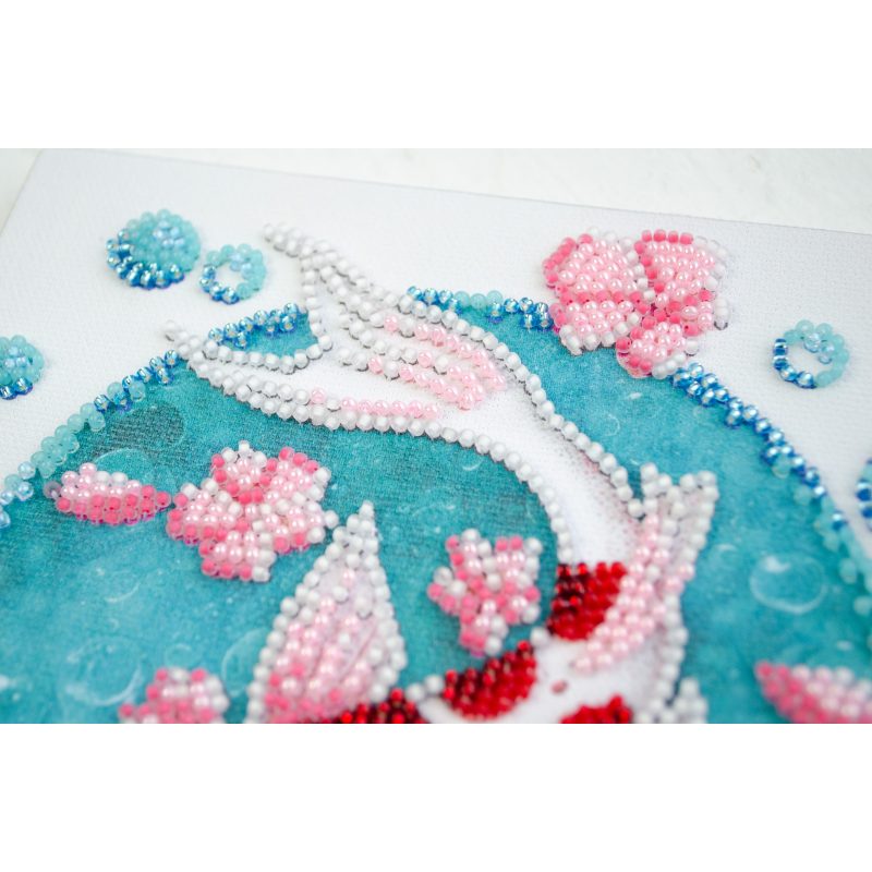 Mini Bead Embroidery Kit on Art Canvas "Koi carp"