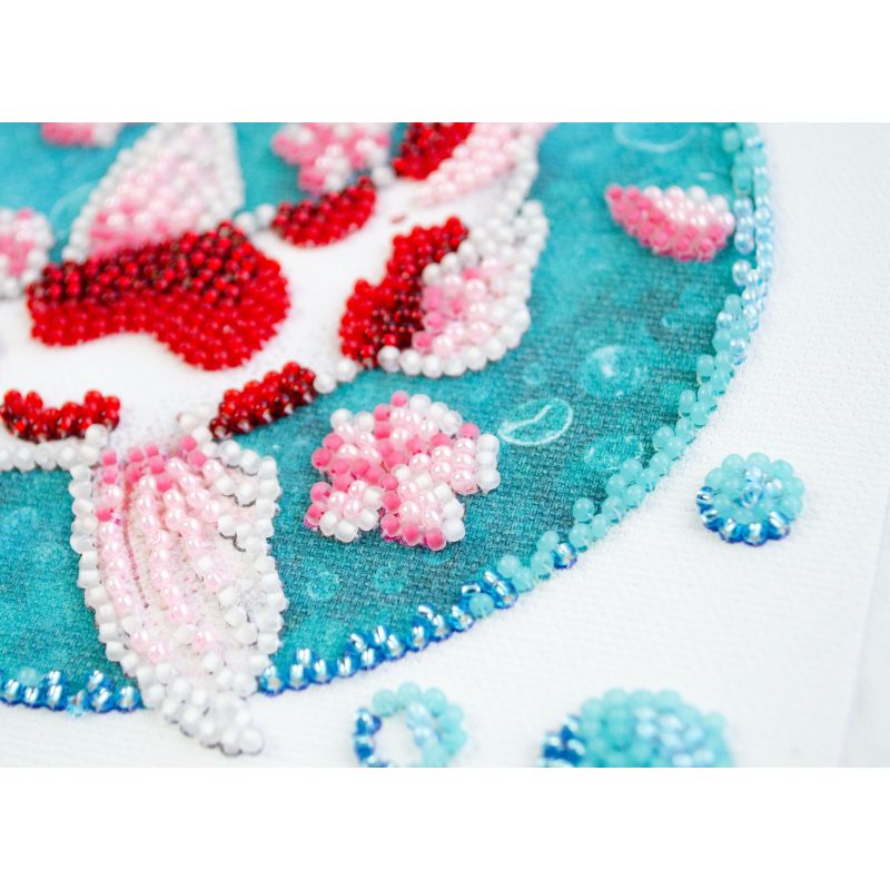 Mini Bead Embroidery Kit on Art Canvas "Koi carp"