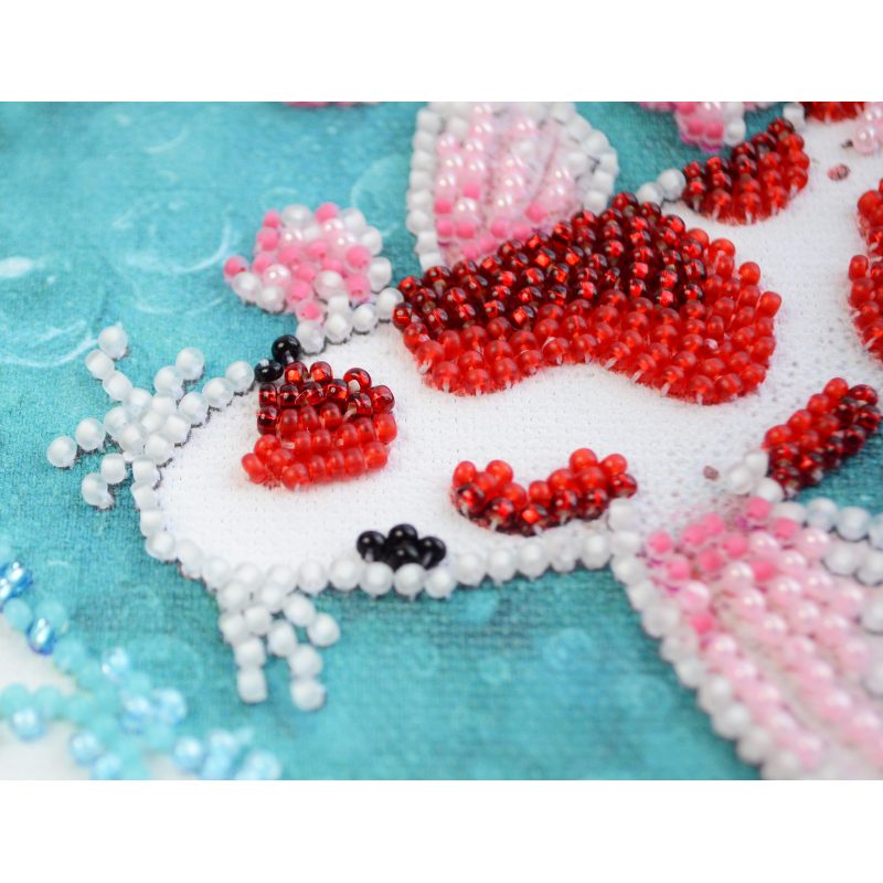 Mini Bead Embroidery Kit on Art Canvas "Koi carp"