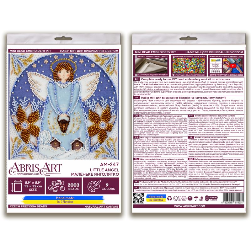 Mini Bead Embroidery Kit on Art Canvas "Little angel"