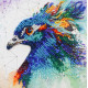 Mini Bead Embroidery Kit on Art Canvas "Respectable peacock"