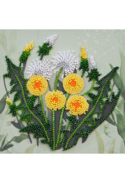 Mini Bead Embroidery Kit on Art Canvas "Favorite dandelion"