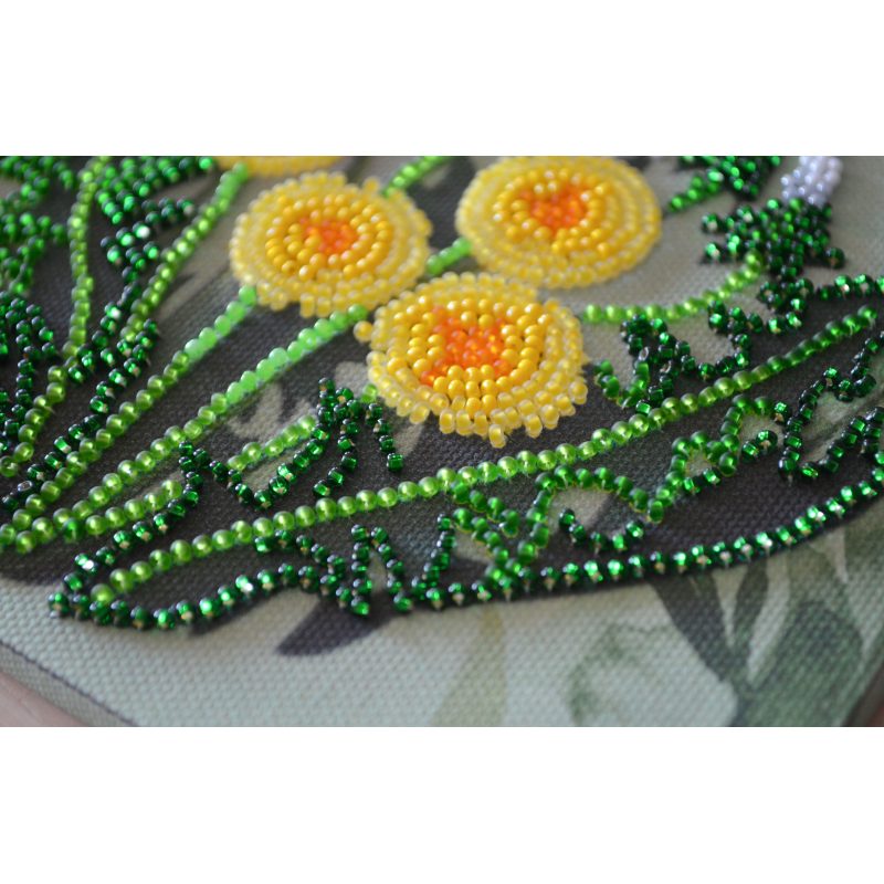 Mini Bead Embroidery Kit on Art Canvas "Favorite dandelion"
