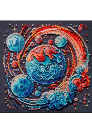 Mini Bead Embroidery Kit on Art Canvas "Cosmic energy"