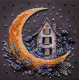 Mini Bead Embroidery Kit on Art Canvas "The magic of the night sky"