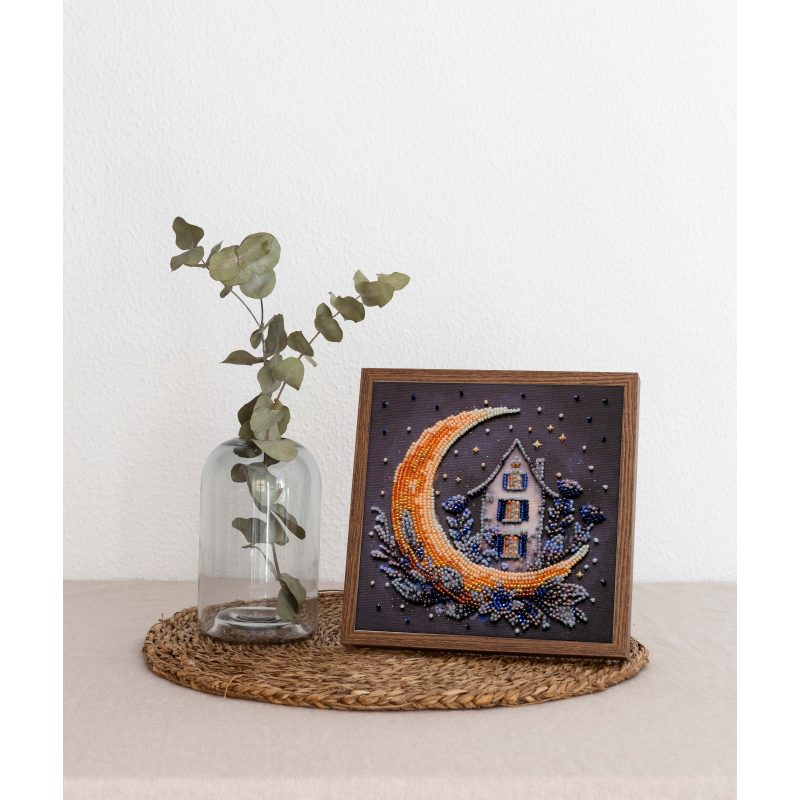 Mini Bead Embroidery Kit on Art Canvas "The magic of the night sky"
