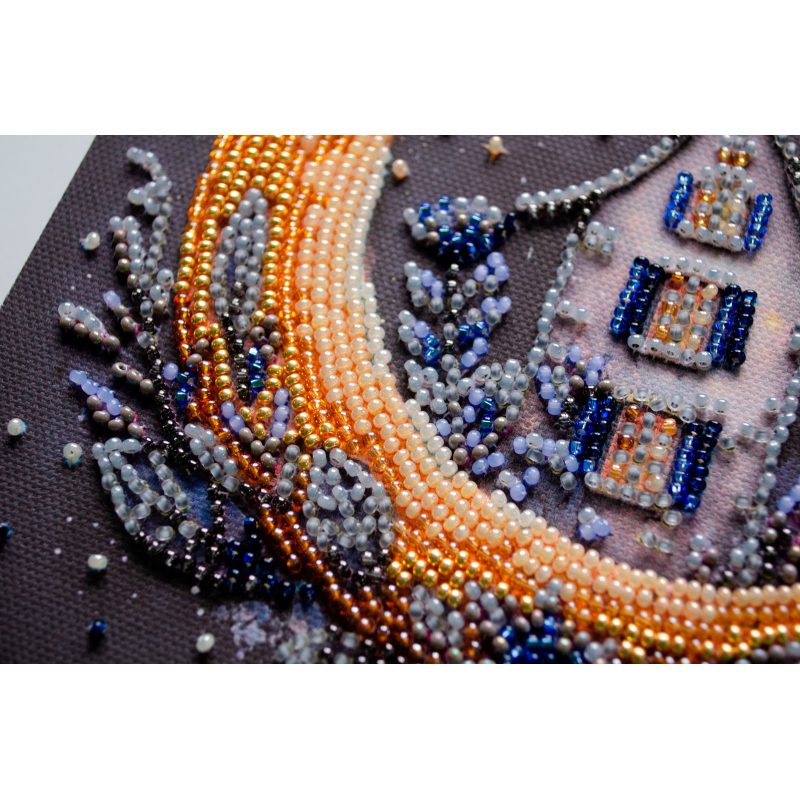 Mini Bead Embroidery Kit on Art Canvas "The magic of the night sky"