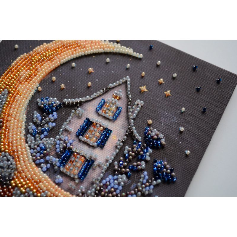 Mini Bead Embroidery Kit on Art Canvas "The magic of the night sky"