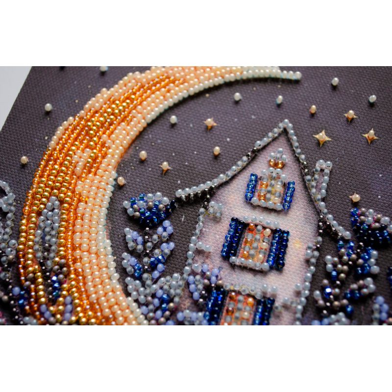 Mini Bead Embroidery Kit on Art Canvas "The magic of the night sky"