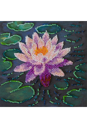 Mini Bead Embroidery Kit on Art Canvas "Water lily"