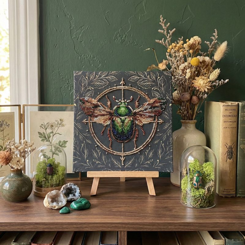 Mini Bead Embroidery Kit on Art Canvas "The Alchemy of Nature"