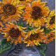 Mini Bead Embroidery Kit on Art Canvas "Homely sunflowers"