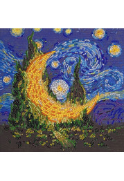Midi Bead Embroidery Kit on Art Canvas "Cypress moon"