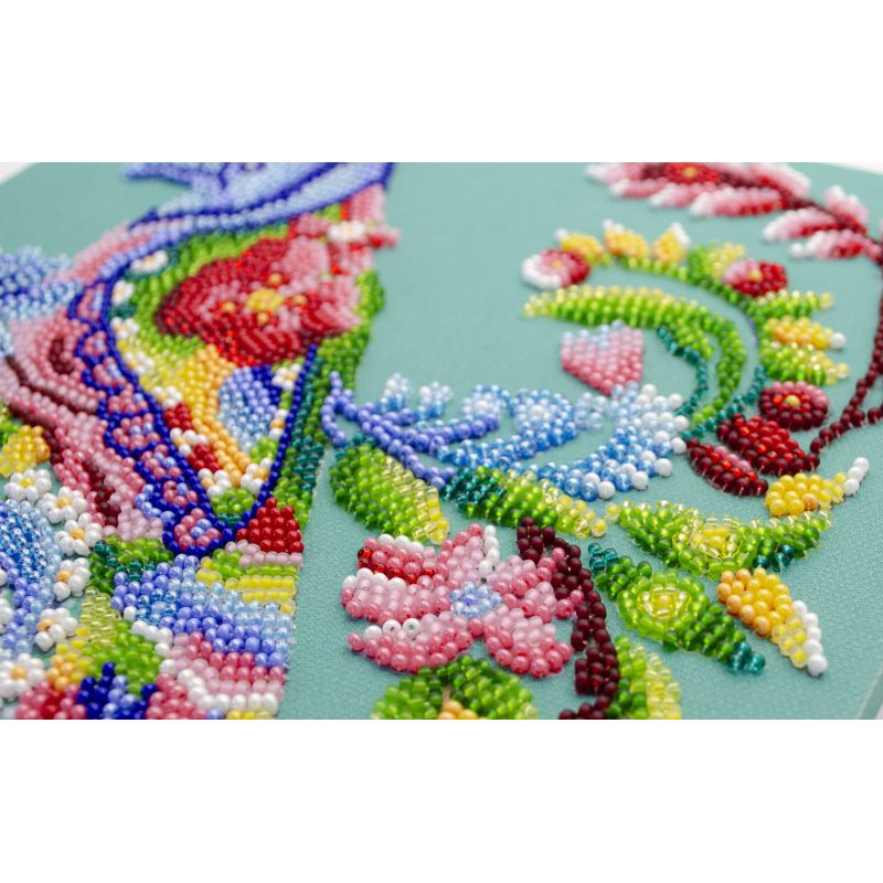 Midi Bead Embroidery Kit on Art Canvas "Spring bird"