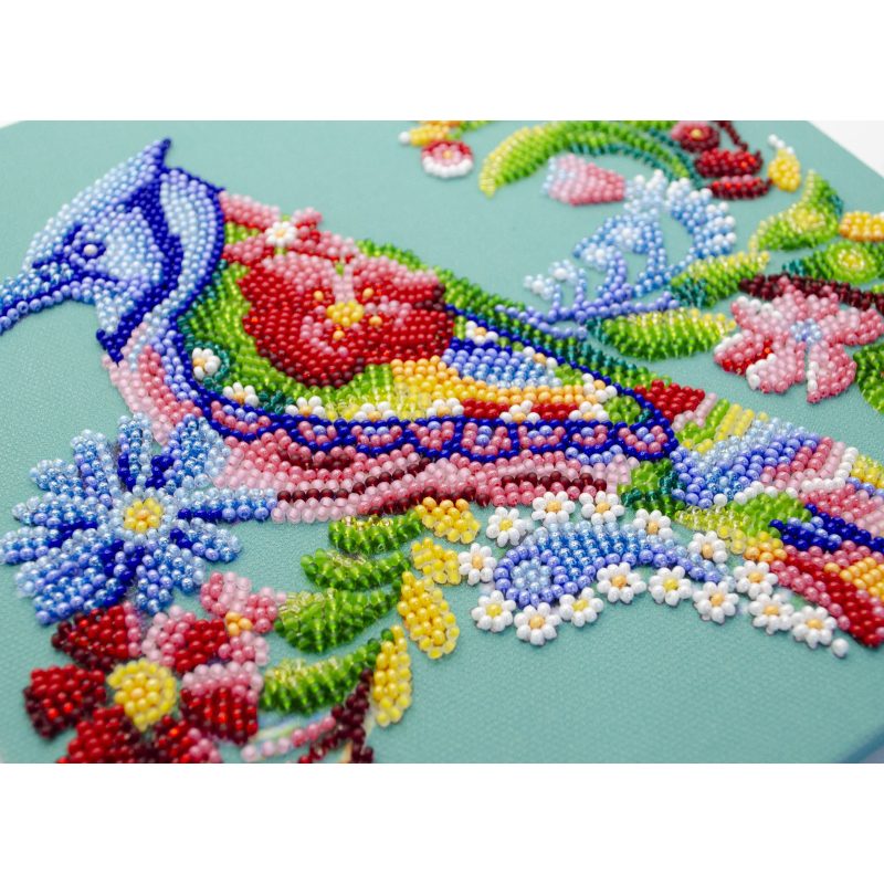 Midi Bead Embroidery Kit on Art Canvas "Spring bird"