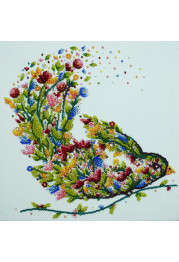Midi Bead Embroidery Kit on Art Canvas "A singing bird"