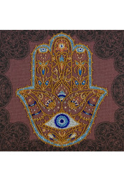 Midi Bead Embroidery Kit on Art Canvas "Golden Hamsa"