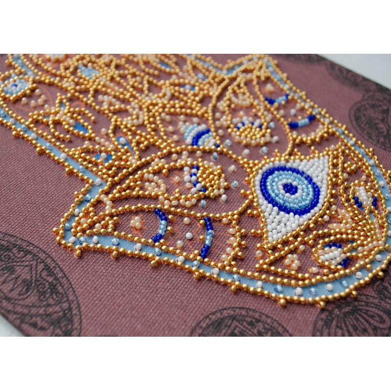 Midi Bead Embroidery Kit on Art Canvas "Golden Hamsa"