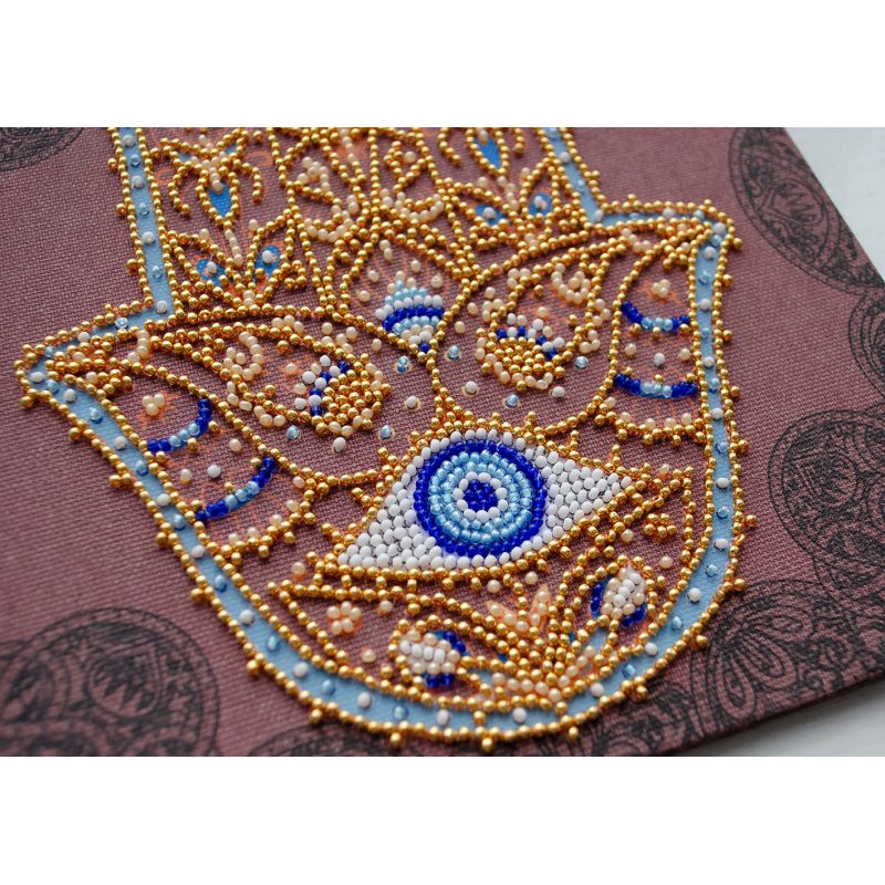 Midi Bead Embroidery Kit on Art Canvas "Golden Hamsa"