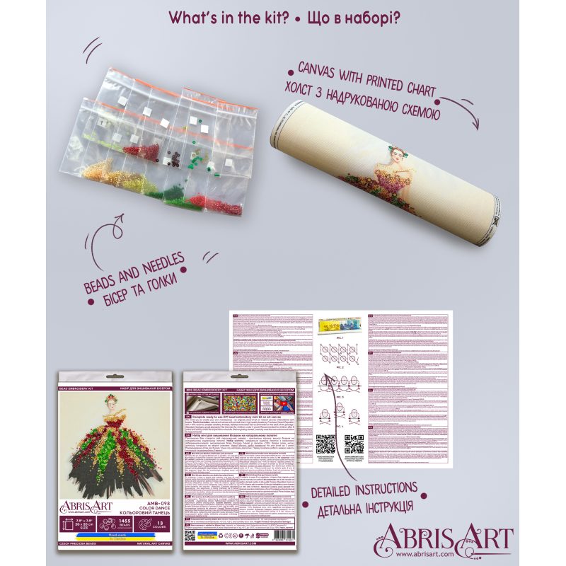 Midi Bead Embroidery Kit on Art Canvas "Color dance"