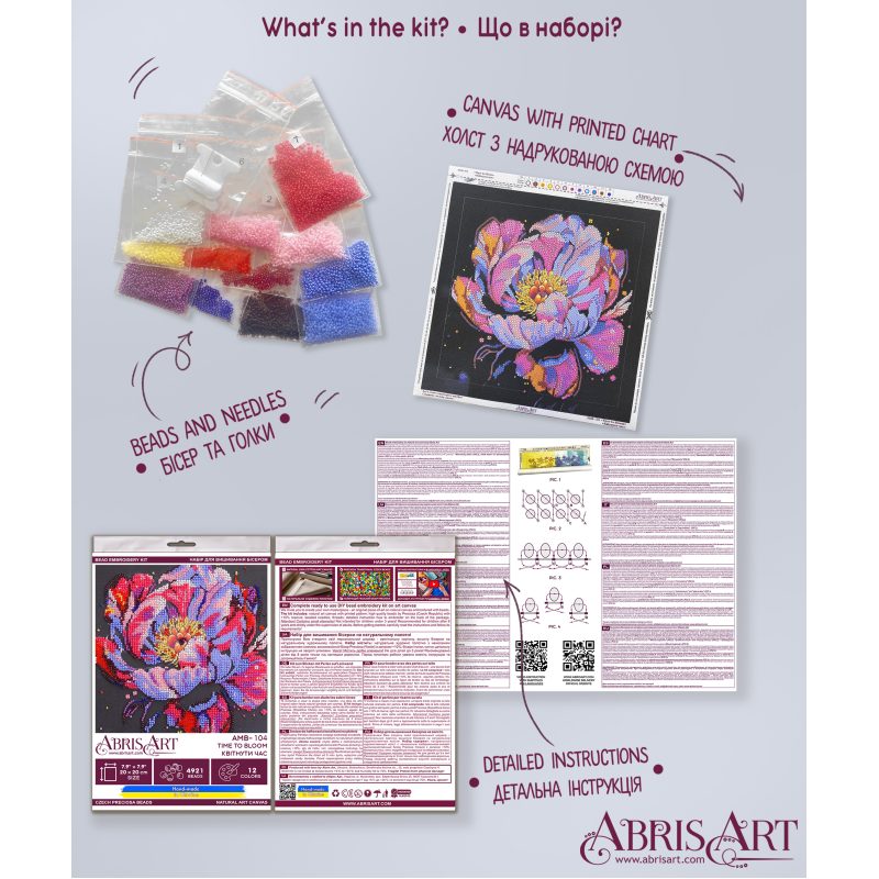 Midi Bead Embroidery Kit on Art Canvas "Time to bloom"