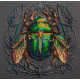 Midi Bead Embroidery Kit on Art Canvas "Emerald beetle"