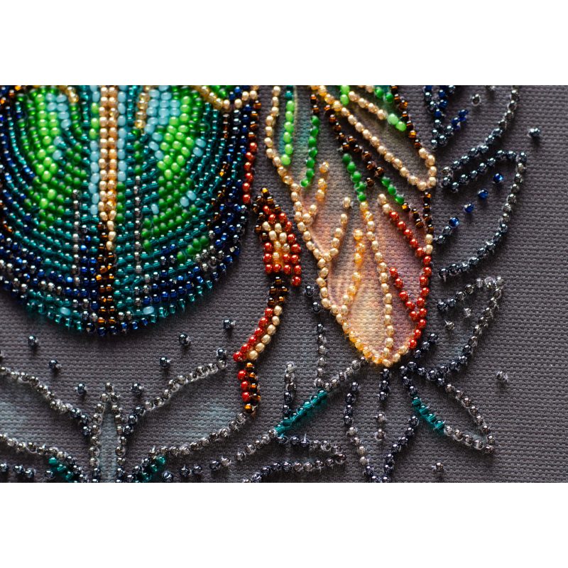 Midi Bead Embroidery Kit on Art Canvas "Emerald beetle"