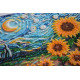 Midi Bead Embroidery Kit on Art Canvas "Sunflowers in night’s embrace"