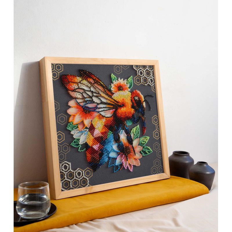 Midi Bead Embroidery Kit on Art Canvas "Honey mosaic"