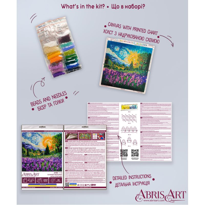 Midi Bead Embroidery Kit on Art Canvas "Summer memories"