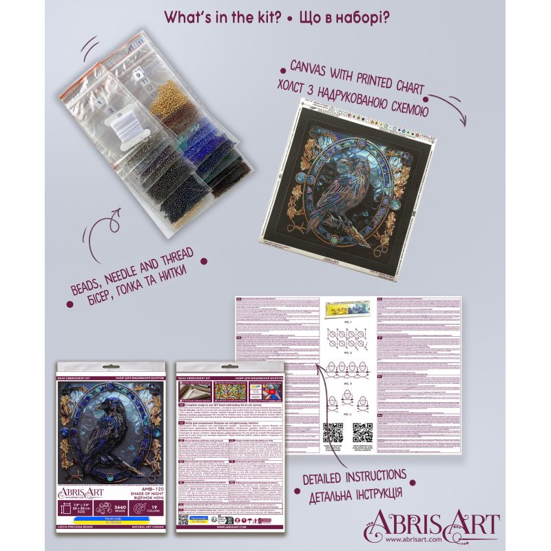 Midi Bead Embroidery Kit on Art Canvas "Shade of night"