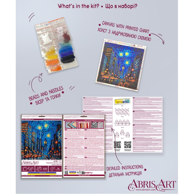 Midi Bead Embroidery Kit on Art Canvas "The rhythm of life"